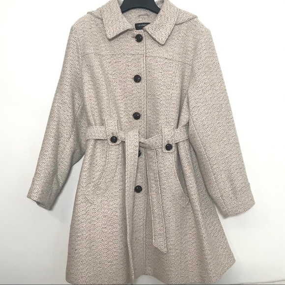 Liz Claiborne Jackets & Blazers - Liz Claiborne belted wool coat with removable hood